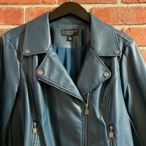 Chic Teal Faux Leather Jacket by Laundry by Shelli Segal